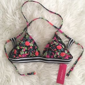 NWT Floral Criss-Cross Back Triangle Bikini Top, S